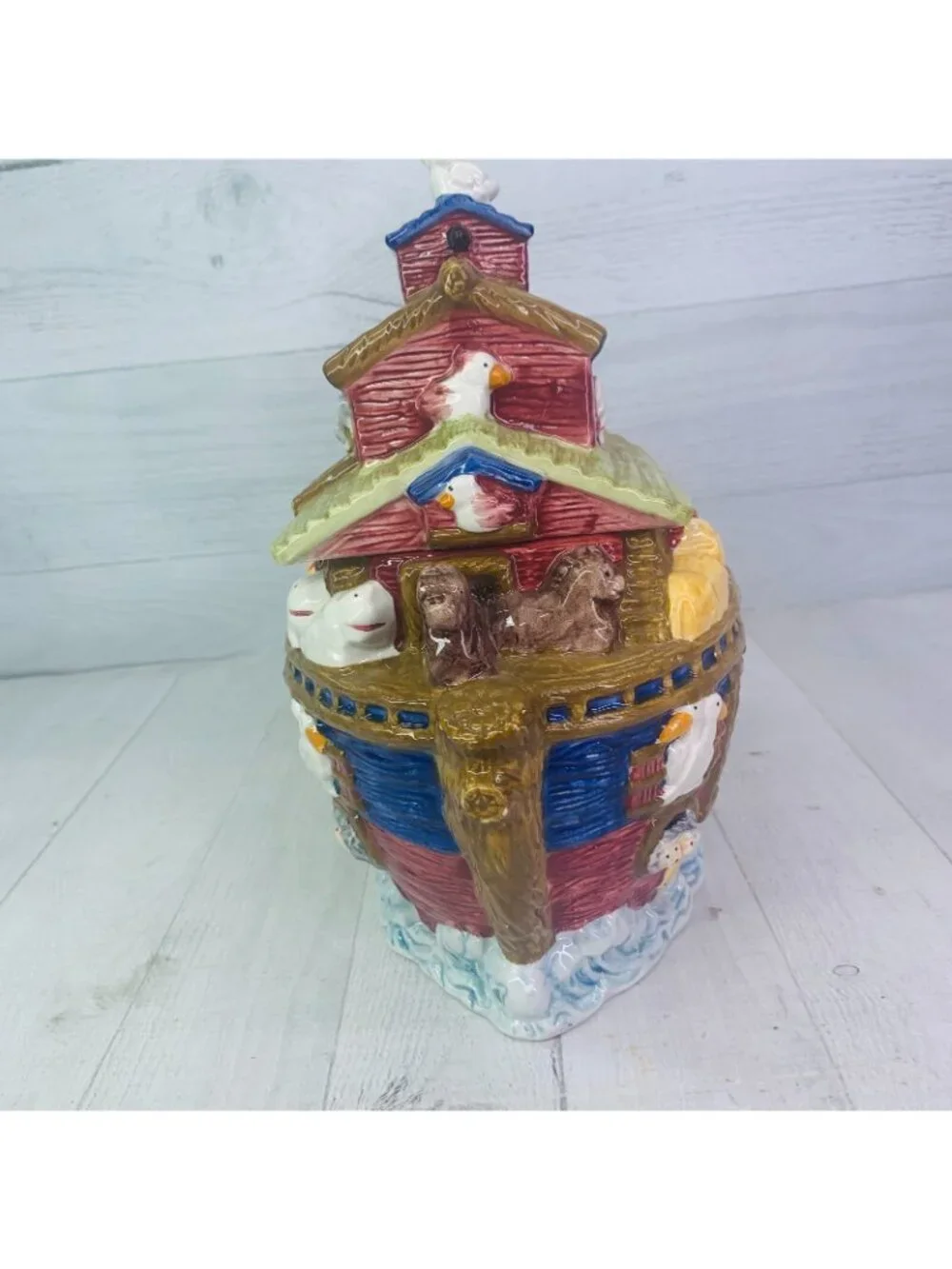 Vintage Bico NOAHS ARK Animals Colorful Ceramic Lidded 11